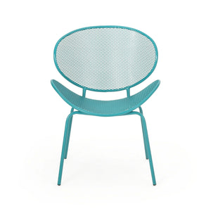 English Elm Christopher Knight Home® - ELBA Modern Mesh Shell Chat Set with Powder-Coated Iron Frame, Retro Minimal Outdoor Seating Teal N775P250740T