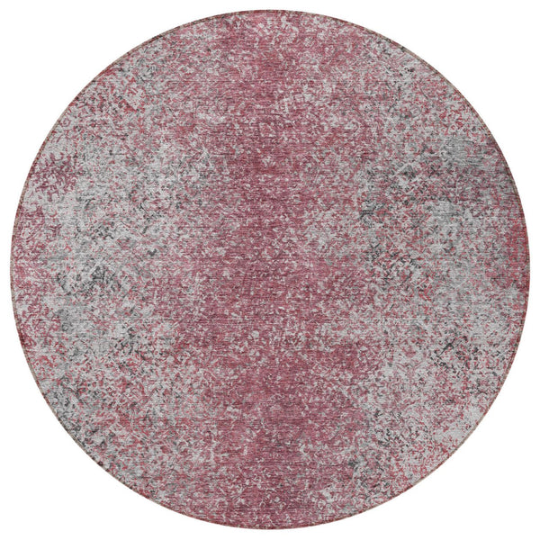 Homeroots 3' Brown Beige And Charcoal Oriental Washable Area Rug For Indoor Or Outdoor Use, Durable Design 8' Round Polyester 588830