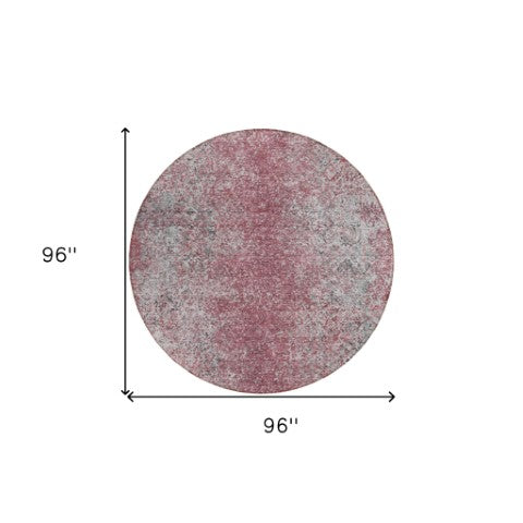 Homeroots 3' Brown Beige And Charcoal Oriental Washable Area Rug For Indoor Or Outdoor Use, Durable Design 8' Round Polyester 588830