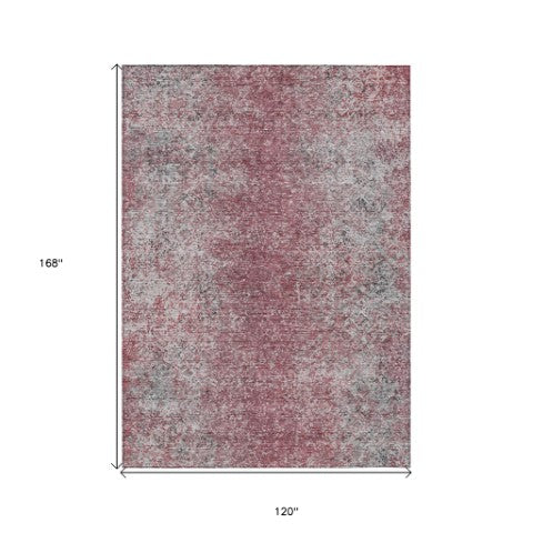 Homeroots 3' Brown Beige And Charcoal Oriental Washable Area Rug For Indoor Or Outdoor Use, Durable Design 10' X 14' Polyester 588833