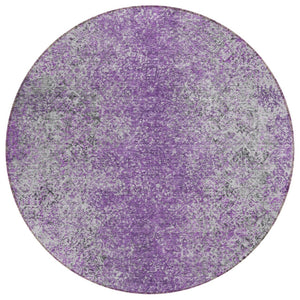 HomeRoots 5' Plum Purple and Silver Oriental Area Rug – Durable, Washable Design for Indoor and Outdoor Use 8' Round 588836
