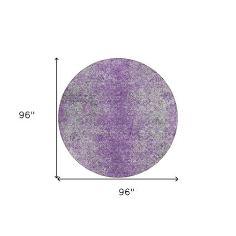 Homeroots 3' Brown Beige And Charcoal Oriental Washable Area Rug For Indoor Or Outdoor Use, Durable Design 8' Round Polyester 588836