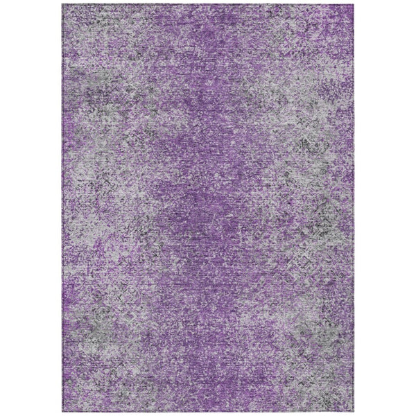 HomeRoots 5' Plum Purple and Silver Oriental Area Rug – Durable, Washable Design for Indoor and Outdoor Use 8' X 10' 588837