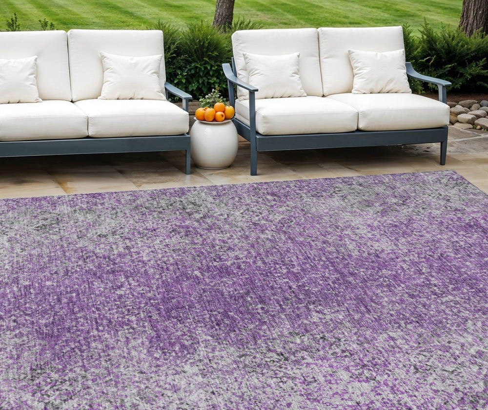 HomeRoots 5' Plum Purple and Silver Oriental Area Rug – Durable, Washable Design for Indoor and Outdoor Use 10' X 14' 588839