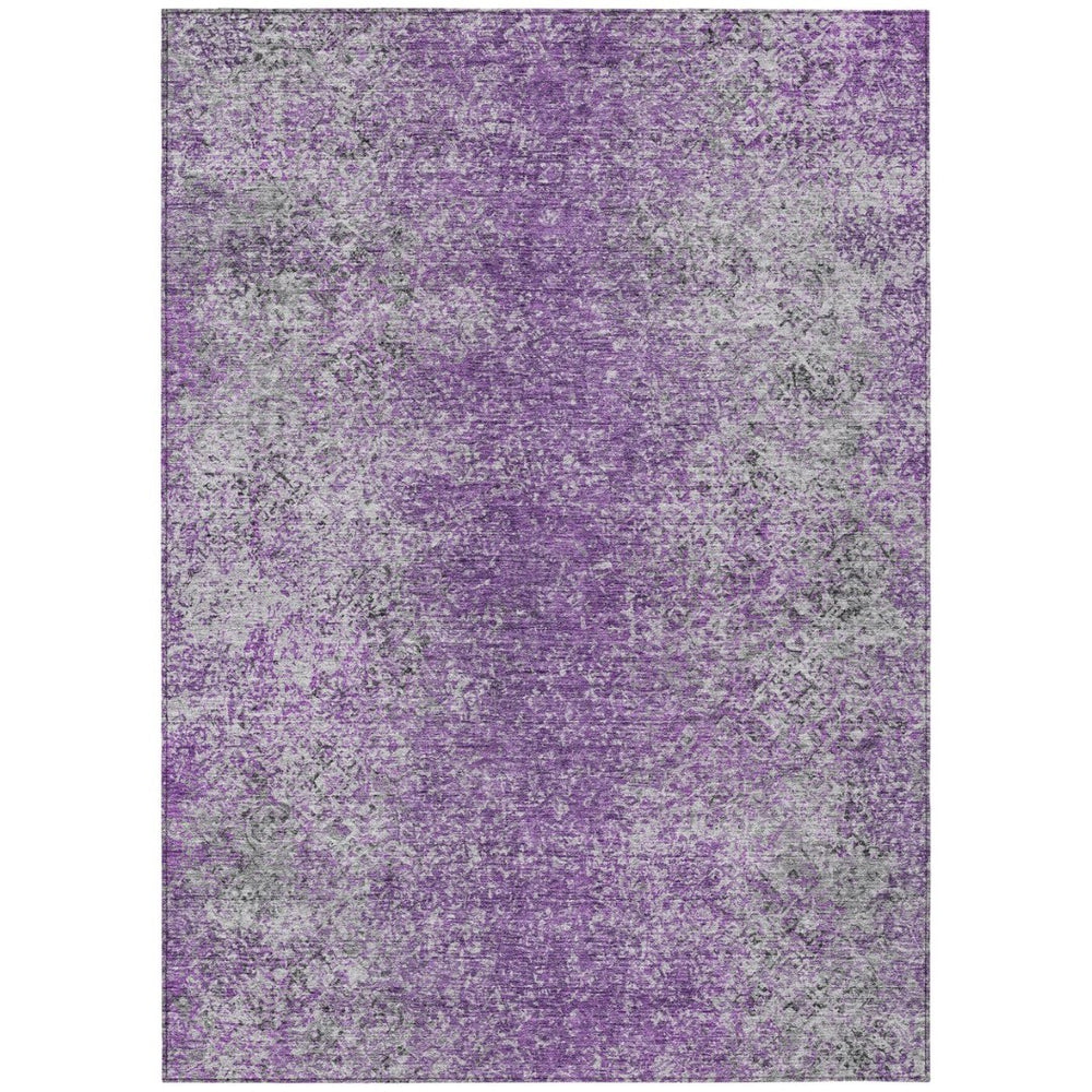 HomeRoots 5' Plum Purple and Silver Oriental Area Rug – Durable, Washable Design for Indoor and Outdoor Use 10' X 14' 588839