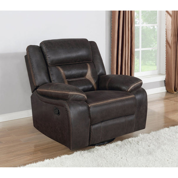 English Elm Brazelton Elegant Upholstered Swivel Glider Recliner in Performance Leatherette with Pillow Arms, Luxe Comfort Brown B062P357787