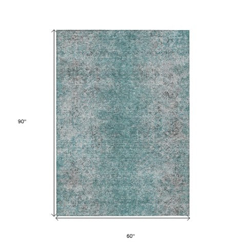 Homeroots 3' Brown Beige And Charcoal Oriental Washable Area Rug For Indoor Or Outdoor Use, Durable Design 5' X 8' Polyester 588841