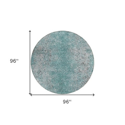 Homeroots 3' Brown Beige And Charcoal Oriental Washable Area Rug For Indoor Or Outdoor Use, Durable Design 8' Round Polyester 588842