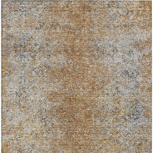 Homeroots 3' Brown Beige And Charcoal Oriental Washable Area Rug For Indoor Or Outdoor Use, Durable Design 5' X 8' Polyester 588847