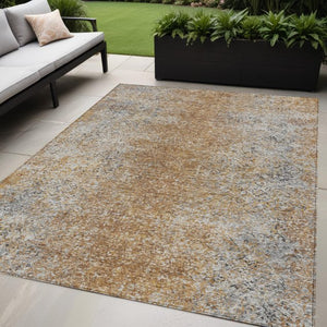 Homeroots 3' Brown Beige And Charcoal Oriental Washable Area Rug For Indoor Or Outdoor Use, Durable Design 5' X 8' Polyester 588847