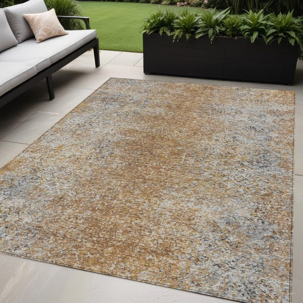 Homeroots 3' Brown Beige And Charcoal Oriental Washable Area Rug For Indoor Or Outdoor Use, Durable Design 5' X 8' Polyester 588847
