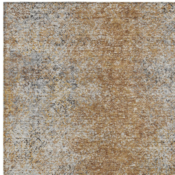 Homeroots 3' Brown Beige And Charcoal Oriental Washable Area Rug For Indoor Or Outdoor Use, Durable Design 5' X 8' Polyester 588847