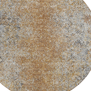 Homeroots 3' Brown Beige And Charcoal Oriental Washable Area Rug For Indoor Or Outdoor Use, Durable Design 8' Round Polyester 588848