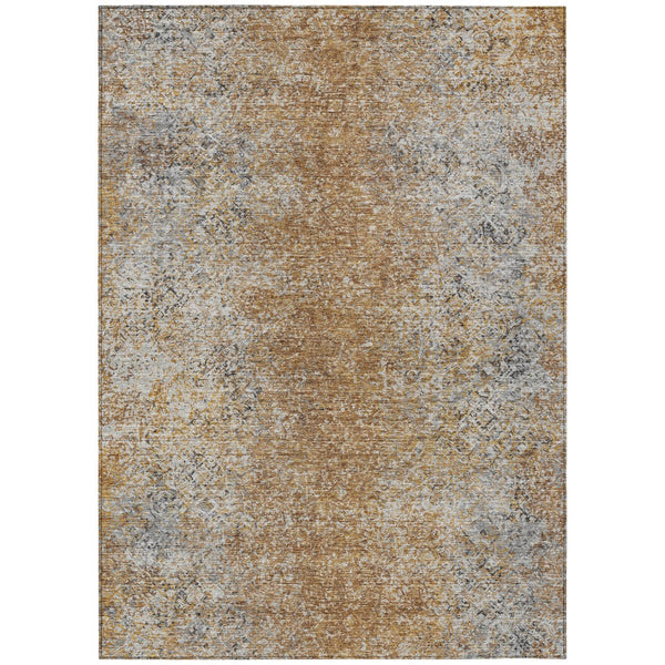 Homeroots 3' Brown Beige And Charcoal Oriental Washable Area Rug For Indoor Or Outdoor Use, Durable Design 8' X 10' Polyester 588849