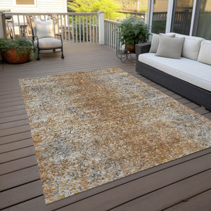 Homeroots 3' Brown Beige And Charcoal Oriental Washable Area Rug For Indoor Or Outdoor Use, Durable Design 8' X 10' Polyester 588849