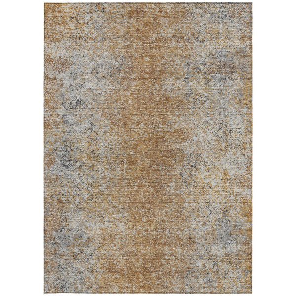Homeroots 3' Brown Beige And Charcoal Oriental Washable Area Rug For Indoor Or Outdoor Use, Durable Design 9' X 12' Polyester 588850