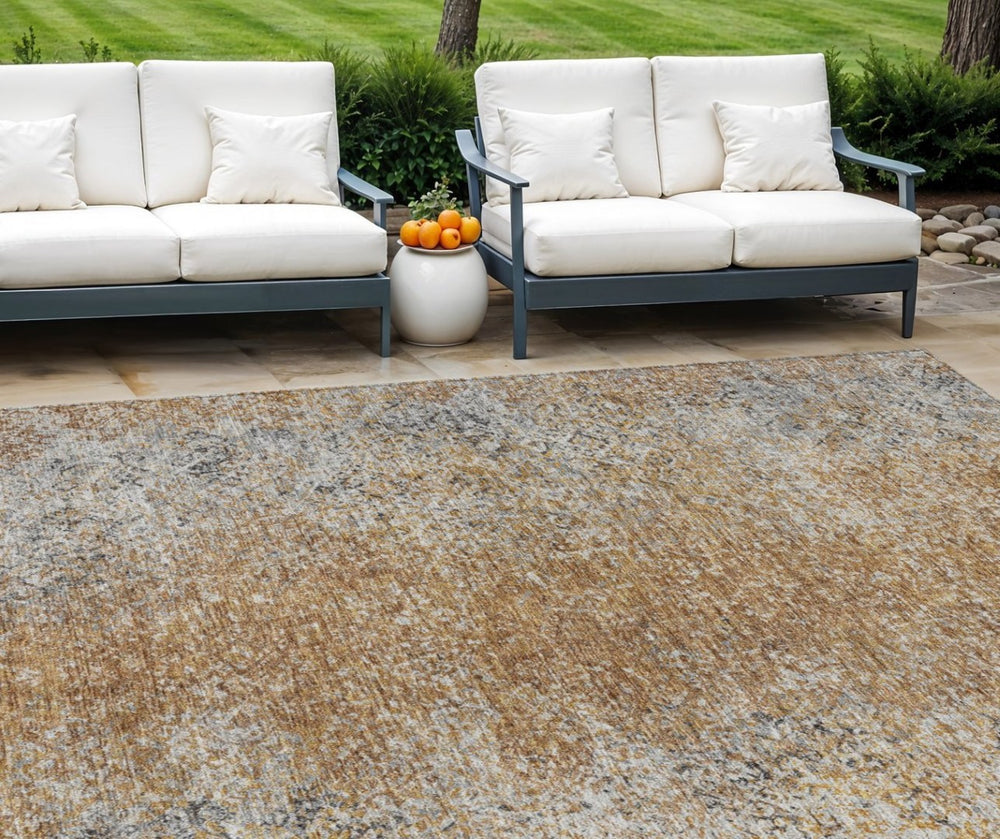 HomeRoots 9' Terra Cotta Oriental Area Rug - Stylish, Durable, and Washable for Indoor & Outdoor Spaces 9' X 12' 588850