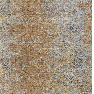 Homeroots 3' Brown Beige And Charcoal Oriental Washable Area Rug For Indoor Or Outdoor Use, Durable Design 9' X 12' Polyester 588850