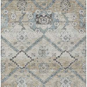 Homeroots 3' Stylish Floral Washable Area Rug - Durable Artichoke Green & Denim Blue For Indoor & Outdoor Use 3' X 5' Polyester 588858