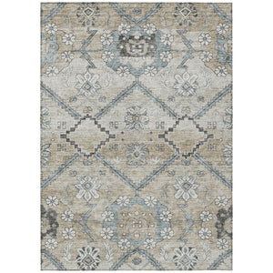 HomeRoots 5' Elegant Floral Washable Area Rug - Durable Indoor/Outdoor Design in Beige, Taupe & Tan Tones 8' X 10' 588861