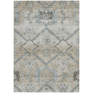 Homeroots 3' Stylish Floral Washable Area Rug - Durable Artichoke Green & Denim Blue For Indoor & Outdoor Use 10' X 14' Polyester 588863