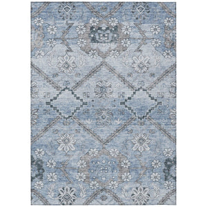 HomeRoots 5' Sky Blue and Denim Floral Area Rug - Durable, Washable Indoor/Outdoor, Perfect for Any Space 10' X 14' 588869