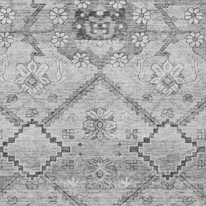 Homeroots 3' Stylish Floral Washable Area Rug - Durable Artichoke Green & Denim Blue For Indoor & Outdoor Use 5' X 8' Polyester 588871