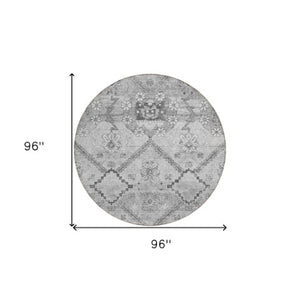 Homeroots 3' Stylish Floral Washable Area Rug - Durable Artichoke Green & Denim Blue For Indoor & Outdoor Use 8' Round Polyester 588872