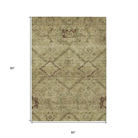 Homeroots 3' Inviting Floral Washable Area Rug For Indoor And Outdoor Spaces – Durable, Stain-resistant Design 5' X 8' Polyester 588883