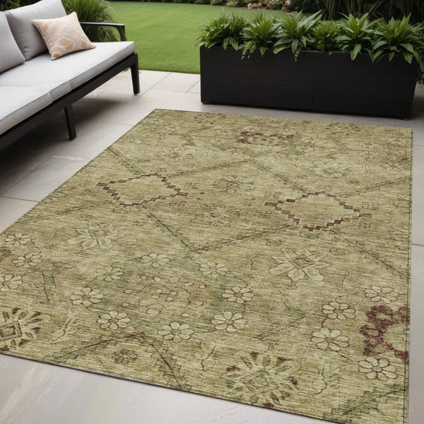 Homeroots 3' Inviting Floral Washable Area Rug For Indoor And Outdoor Spaces – Durable, Stain-resistant Design 5' X 8' Polyester 588883