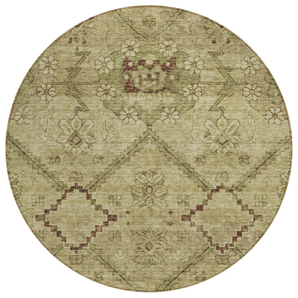 HomeRoots 5' Timeless Floral Indoor Outdoor Area Rug - Durable, Washable, Perfect for High-Traffic Spaces 8' Round 588884