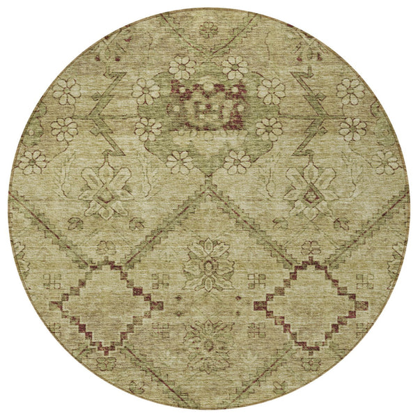 Homeroots 3' Inviting Floral Washable Area Rug For Indoor And Outdoor Spaces – Durable, Stain-resistant Design 8' Round Polyester 588884