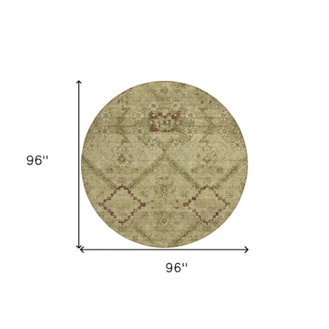 Homeroots 3' Inviting Floral Washable Area Rug For Indoor And Outdoor Spaces – Durable, Stain-resistant Design 8' Round Polyester 588884