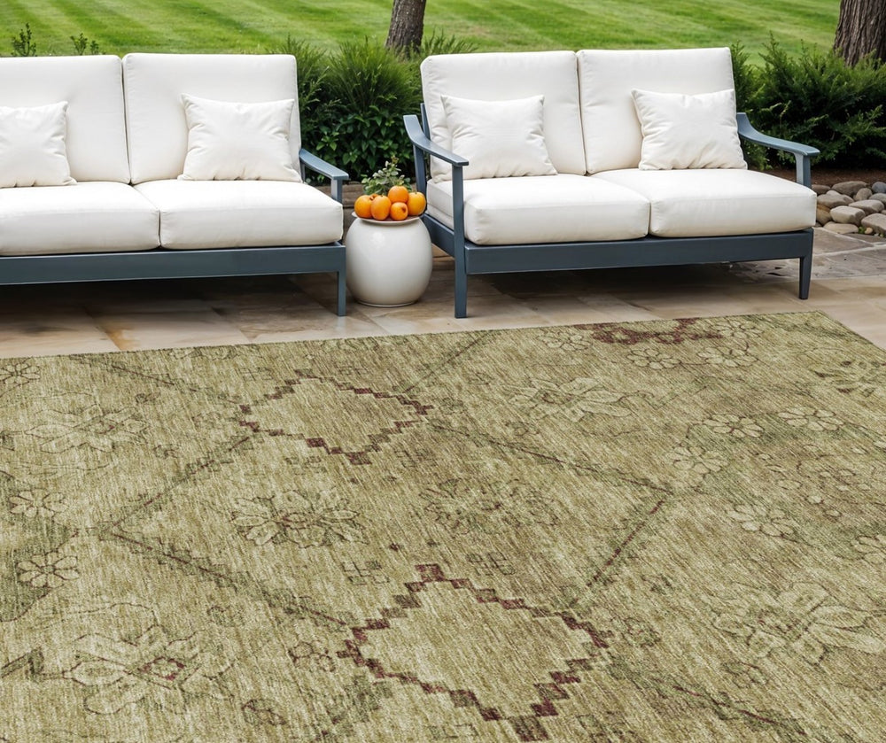 HomeRoots 9' Timeless Floral Washable Area Rug for Indoor and Outdoor Use, Durable Polyester, Easy Care 9' X 12' 588886
