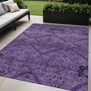 Homeroots 3' Inviting Floral Washable Area Rug For Indoor And Outdoor Spaces – Durable, Stain-resistant Design 5' X 8' Polyester 588889