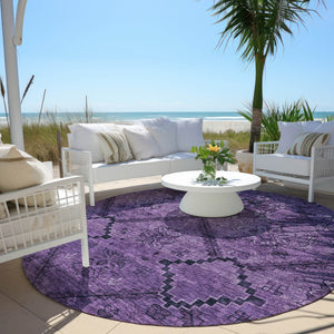 Homeroots 3' Inviting Floral Washable Area Rug For Indoor And Outdoor Spaces – Durable, Stain-resistant Design 8' Round Polyester 588890