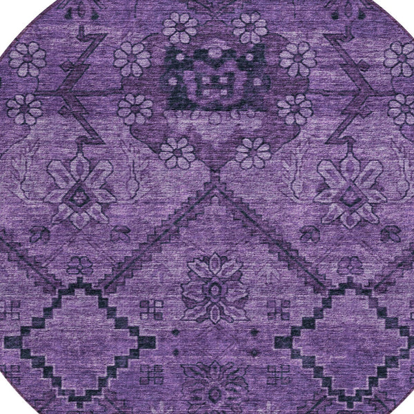 Homeroots 3' Inviting Floral Washable Area Rug For Indoor And Outdoor Spaces – Durable, Stain-resistant Design 8' Round Polyester 588890