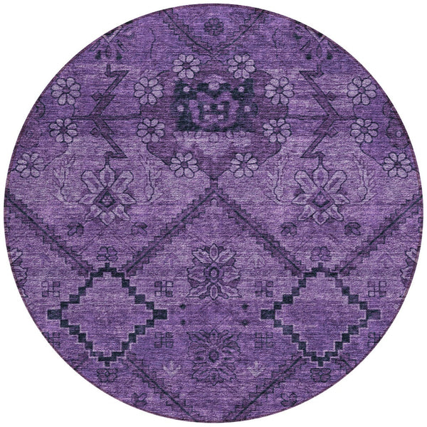 Homeroots 3' Inviting Floral Washable Area Rug For Indoor And Outdoor Spaces – Durable, Stain-resistant Design 8' Round Polyester 588890