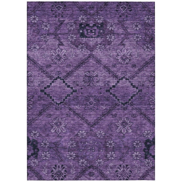 HomeRoots 5' Vibrant Eggplant Purple Floral Area Rug - Durable, Machine Washable for Indoor & Outdoor Spaces 8' X 10' 588891