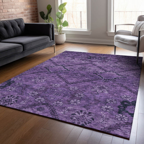 Homeroots 3' Inviting Floral Washable Area Rug For Indoor And Outdoor Spaces – Durable, Stain-resistant Design 9' X 12' Polyester 588892