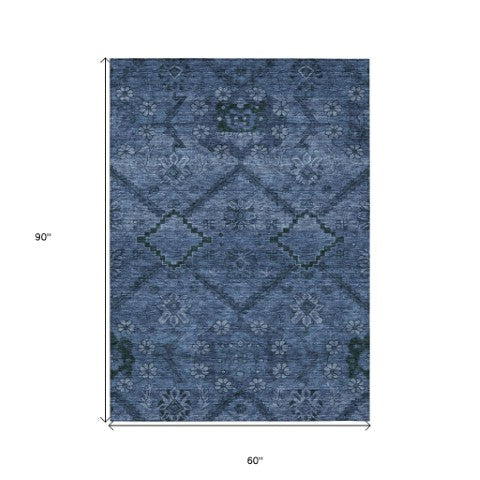 Homeroots 3' Inviting Floral Washable Area Rug For Indoor And Outdoor Spaces – Durable, Stain-resistant Design 5' X 8' Polyester 588895