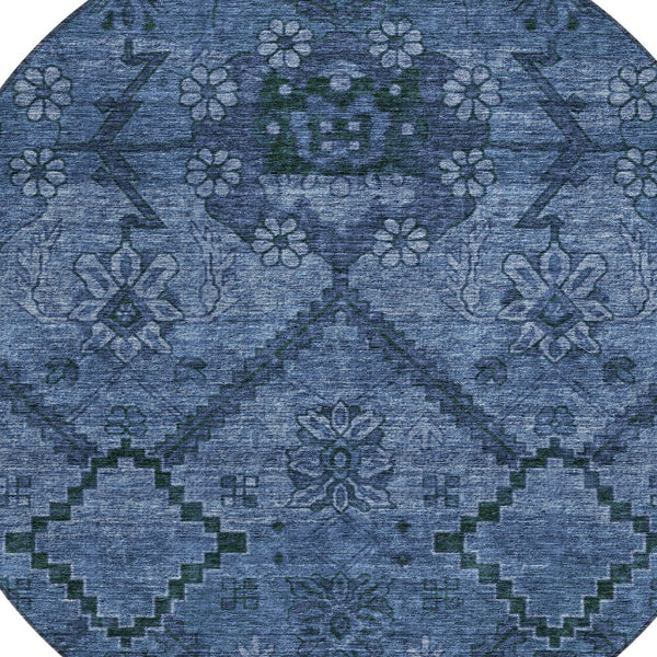Homeroots 3' Inviting Floral Washable Area Rug For Indoor And Outdoor Spaces – Durable, Stain-resistant Design 8' Round Polyester 588896