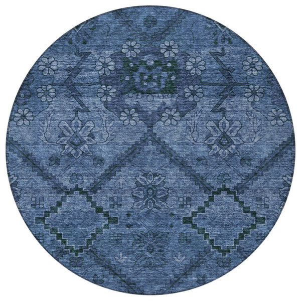 Homeroots 3' Inviting Floral Washable Area Rug For Indoor And Outdoor Spaces – Durable, Stain-resistant Design 8' Round Polyester 588896