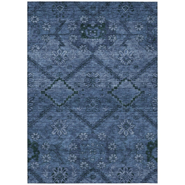 HomeRoots 9' Navy Blue Floral Area Rug – Durable, Washable Design for Indoor & Outdoor Spaces, Easy Care 9' X 12' 588898