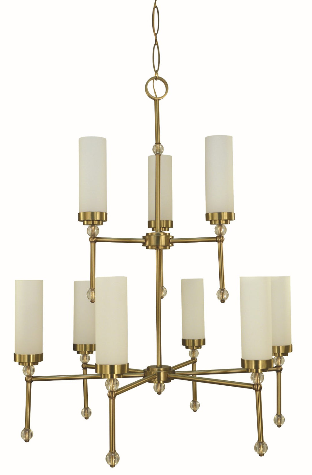Framburg 9-light Brushed Brass Emily Foyer Chandelier - Glamorous Crystal Accents & Handcrafted Elegance Brushed Brass Metal 5889 Br