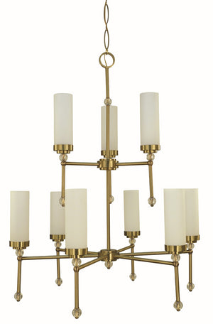 Framburg 9-light Brushed Brass Emily Foyer Chandelier - Glamorous Crystal Accents & Handcrafted Elegance Brushed Brass Metal 5889 Br