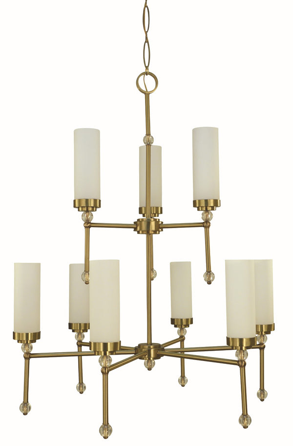 Framburg 9-light Brushed Brass Emily Foyer Chandelier - Glamorous Crystal Accents & Handcrafted Elegance Brushed Brass Metal 5889 Br