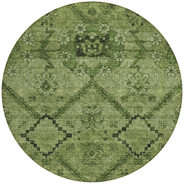 Homeroots 3' Inviting Floral Washable Area Rug For Indoor And Outdoor Spaces – Durable, Stain-resistant Design 8' Round Polyester 588902