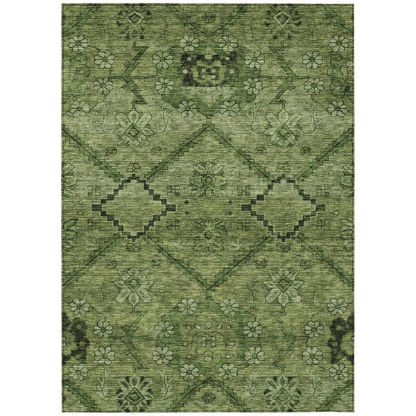 HomeRoots 9' Floral Washable Area Rug – Elegant Olive and Fern Green Design for Indoor and Outdoor Spaces 9' X 12' 588904