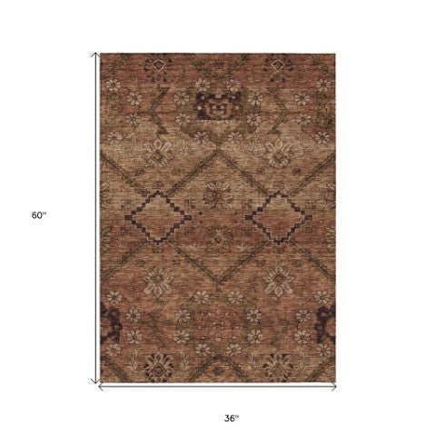 Homeroots 3' Inviting Floral Washable Area Rug For Indoor And Outdoor Spaces – Durable, Stain-resistant Design 3' X 5' Polyester 588906
